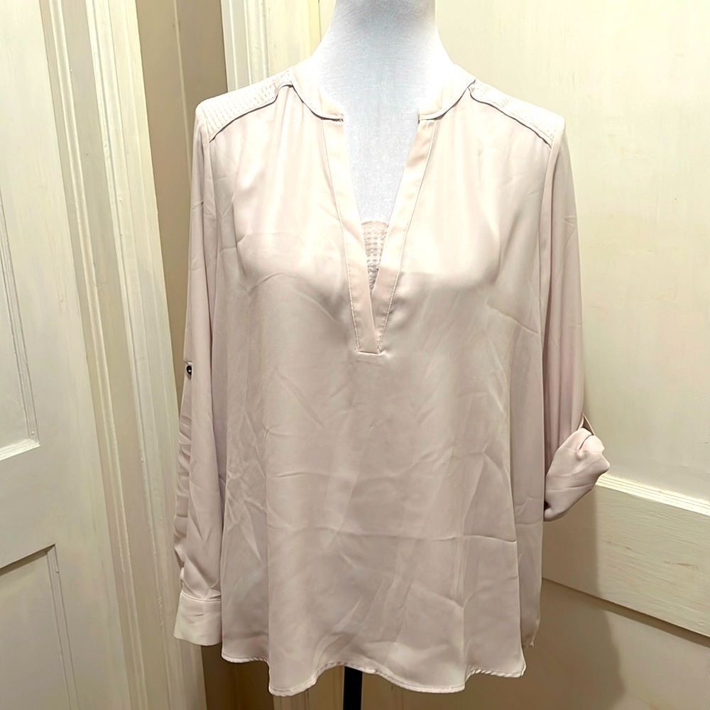 Simply Vera by Vera Wang Petite XL Silky Nude V Neck Popover Blouse PXL